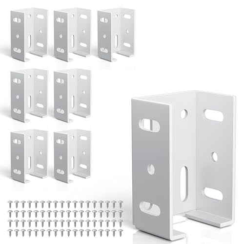 8PCS White Aluminum Fence Bracket for Vinyl Fence, 2mm Thick Vinyl Fence Bracket Replacement Parts for Plastic, PVC Rails, Fits 2.75" Rails - color: 8PCS