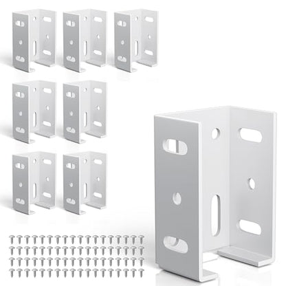 8PCS White Aluminum Fence Bracket for Vinyl Fence, 2mm Thick Vinyl Fence Bracket Replacement Parts for Plastic, PVC Rails, Fits 2.75" Rails - color: 8PCS