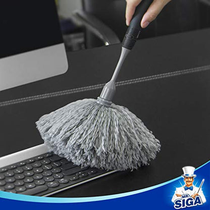 MR.SIGA Microfiber Delicate Duster with Non Slip Handle, Gray & Black