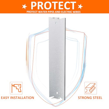 30Pcs Nail Plate for Wood Studs Cable Protector Plate 6" x 1.5" with Sharp Pointed Prongs, Anti-Nail Protection Shield with Pointed Prongs for Protecting Plumbing and Wiring
