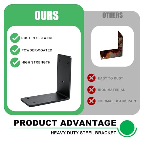 12 Pack L Post Brackets for Wood 2x4 Corner Angle Brace Black - size: 2''x4''x0.09''