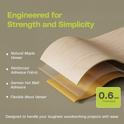 Edge Supply Brand Maple 7/8 inch X 25 ft Roll Preglued, Wood Veneer Edge Banding, Iron on with Hot Melt Adhesive, Flexible Wood Tape Sanded to Perfection. Easy Application Wood Edging. - size: 7/8 inch X 25 ft