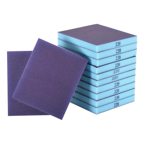 12Pcs 220Grit Double-Sided Sanding Sponges, Washable & Reusable - size: 220Grit