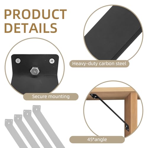 Corner Brace 4 Pcs 3" Wide Inside Mount 45-Degree Angle Connector Bracket Inside Joint for Wood Post and Beam Desk Edge Box Pergola Gazebo DIY Kit - size: 11 x 3''