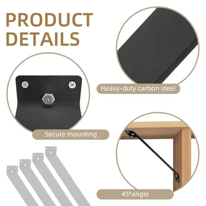 Corner Brace 4 Pcs 3" Wide Inside Mount 45-Degree Angle Connector Bracket Inside Joint for Wood Post and Beam Desk Edge Box Pergola Gazebo DIY Kit - size: 11 x 3''
