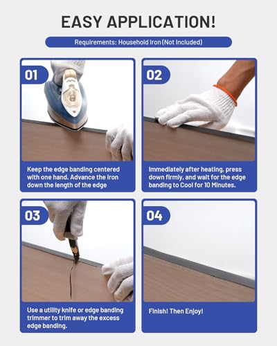 Melamine Edge Banding Black 3/4 inch x 10 ft Veneer Edging Easy Application Iron on Edge Banding Tape for Cabinet Plywood Repairs Furniture Restoration - size: 3/4 inch x 10 ft