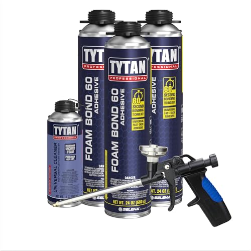 Foam Bond 60 24 oz Polyurethane Adhesive – Fast-Tack, 60-Second Drying, DIY Glue for Foam Panels, Shiplap, Wall Paneling, Board and Batten, Subfloors, Wood (3 Can Kit) - style: 3 Can Kit