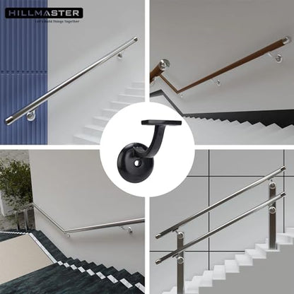 Steel Handrail Bracket for Indoor Outdoor Stairs, Anti-Rust Hand Rail Brackets Hand Railing Brackets Strong Stair Support for Home Buildings Stairways Handrail, Matte Black,10 Pack - size: Matte Black-10Pcs