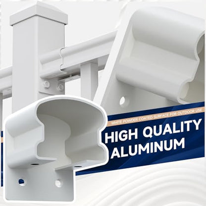 Egadis 4 Pack Modular Aluminum Fixed Railing Bracket, White - color: White Level Fixed Bracket - 4x Pack