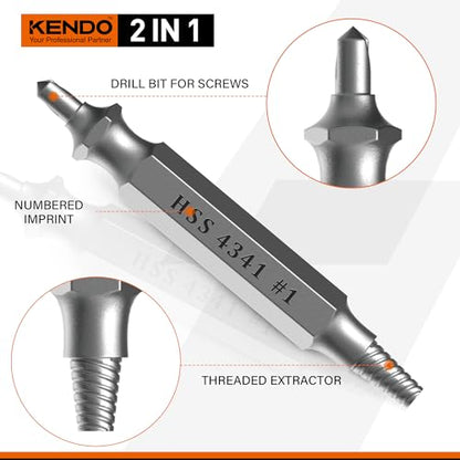 KENDO Tap Extractor Set 6PCS HSS Broken Tap Screw Bolt Remover - style: 6-PCS