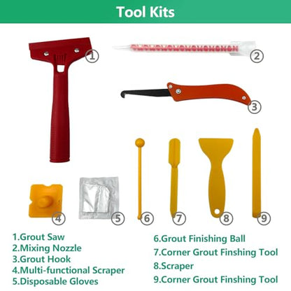 Double Caulking Gun,Dual Epoxy Gun for 400 mL(13.5 fl oz,1:1 Mix Ratio),Manual Dual Component Adhesive Applicator with 9 Pieces Caulk Tools,Green - color: Green