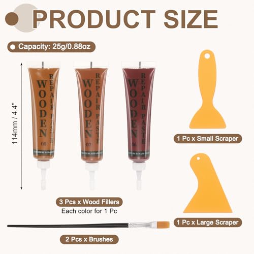 uxcell Wood Repair Kit 3 Color 0.88oz Wood Fillers Furniture Repair Kit - color: Mahogany, Red Apple, Walnut