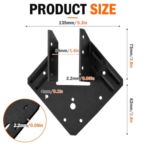 Black Hurricane Ties, 20 Pack Rafter Brackets for 2x4 and 2x6