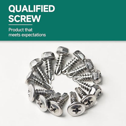 #8#10 Self Tapping Screws for Metal, 430Pcs 410 Stainless Steel Cross & Hex Drive Sheet Metal Screws, Self-Drilling for Metal, Plastic and Wood with Socket - style: Truss & Hex Head
