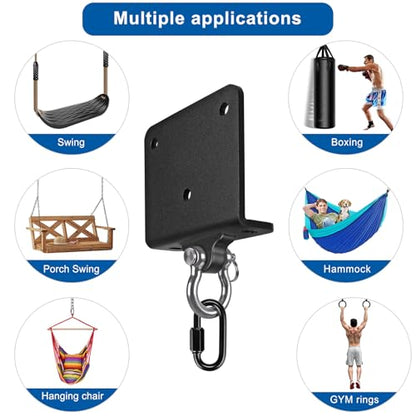 Dolibest Heavy Punching Bag Hanger, I-Beam Mount for Boxing Muay Thai, Wood Beam Hook for Weight Strength Training Systems, Aerial Yoga & Hammock, Resistance Band (1000 LB Capacity) - color: Black beam hanger- 180° rotation