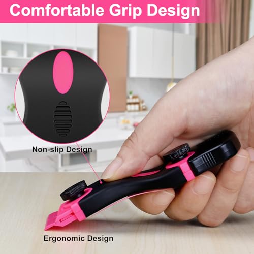 THINKWORK 2Pack Razor Blade Scraper with 20Pcs Blades - color: Pink-2pack+20pcs