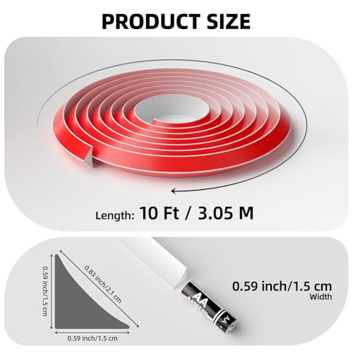 10Ft Quarter Round Trim L-Shaped Bendable Silicone, White - size: 10 Ft
