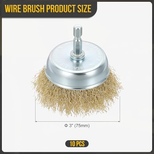 DTGN 10 Pcs 3 Inch Wire Cup Brush for Drill with 1/4 Inch Hex Shank