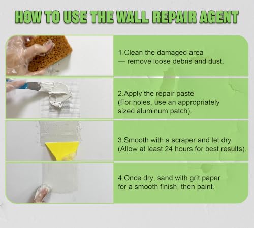 Drywall Repair Kit, 10.6oz Spackle Paste with Patches & Tools for Wall Fix - size: 300g