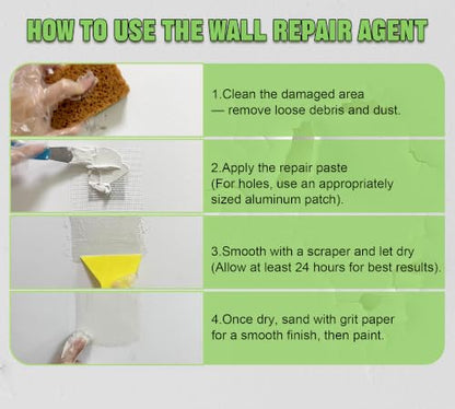 Drywall Repair Kit, 10.6oz Spackle Paste with Patches & Tools for Wall Fix - size: 300g