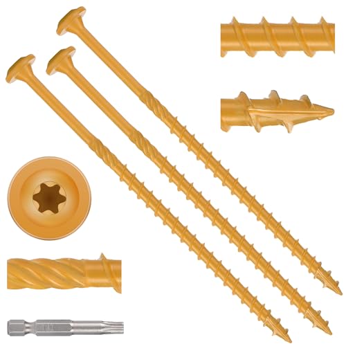Heavy Duty Washer Head Wood Screws #14 x 5, Structural Lag Screws for Log, Timber, Landscaping & Outdoor Projects, Tan Ruspert Coated, 300 Pack - color: Tan, size: #14 x 5"