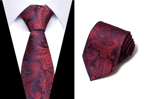 joy alice Tie For Men 6 PCS Necktie Woven Jacquard Neck Ties Set Neck Ties - color: Navy Blue White Black Black Sky Blue Red Navy Blue