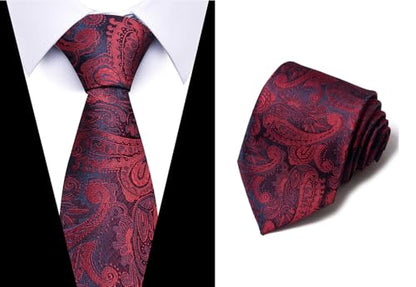 joy alice Tie For Men 6 PCS Necktie Woven Jacquard Neck Ties Set Neck Ties - color: Navy Blue White Black Black Sky Blue Red Navy Blue
