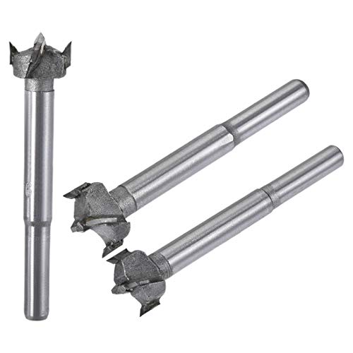 uxcell Forstner Wood Boring Drill Bits 16mm 17mm 18mm Dia. Hole Saw Carbide Alloy Steel Tip Round Shank Cutting for Hinge Plywood Wood Tool 3in1 Set - size: 16mm, 17mm, 18mm