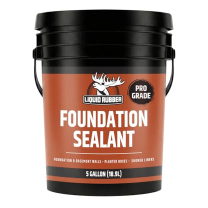 Liquid Rubber Foundation Sealant - Basement Waterproof Sealer, Black, 5 Gal - size: 5 Gallon
