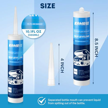 Kohree RV Roof Sealant 6 Pack, Self-Leveling Lap Sealant White