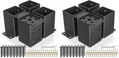 8 PCS Metal 4x4 Post Base, Inner Size 3.5"x3.5" Post Bracket - size: 4 x 4 post base (4 PCS) (Pack of 2)