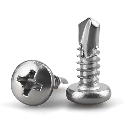 #6 x 1/2" Pan Head Self Drilling Screws, Phillips Drive, 410 Stainless Steel Sheet Metal Screws,Self Tapping, Dovetail, Pack of 100 - size: #6 x 1/2"