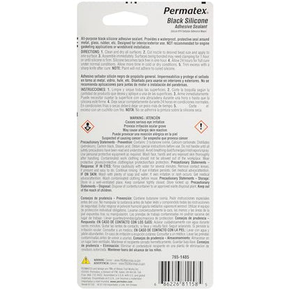 Permatex 81158 Black Silicone Adhesive Sealant, 3 oz. Tube, Pack of 1 - size: Pack of 1