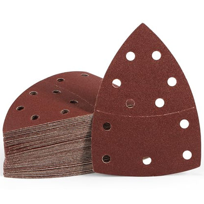 50 PCS Mouse Sander Sandpaper for Mouse Sander 11 Hole Detail Sandpaper Sanding Paper 120 Grit Hook and Loop Sander Pads Triangular Sanding Sheets Abrasive Sanding Paper - style: 11 hole 50PCS 120Grit