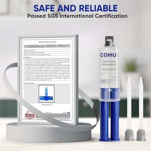 5 Minute Epoxy Glue 0.81 Ounce (24ML) - 2 Part Clear Epoxy Resin Glue with 2 Mixing Tubes - Fast Curing High Strength Epoxy Resin Adhesive for Repairing Plastic Metal Ceramics Wood Glass Stone
