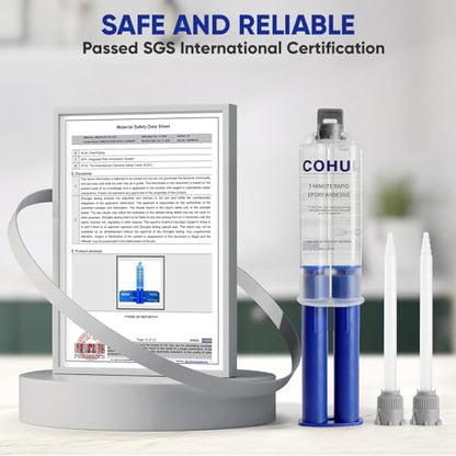 5 Minute Epoxy Glue 0.81 Ounce (24ML) - 2 Part Clear Epoxy Resin Glue with 2 Mixing Tubes - Fast Curing High Strength Epoxy Resin Adhesive for Repairing Plastic Metal Ceramics Wood Glass Stone