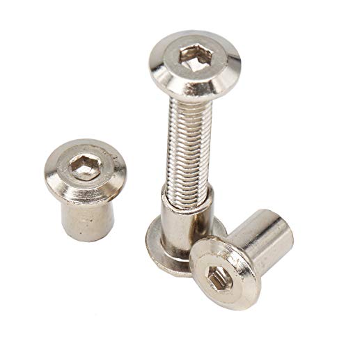 10-Set M8x 16mm 20mm 25mm 30mm 35mm 40mm 45mm 50mm Rivet Countersunk Hex Socket Cap Connecting Bolts Barrel Cap Nuts for Furniture Cribs Chairs, Nickel Plated (10-Pack M8 x 50mm) - size: 10-Pack M8 x 50mm