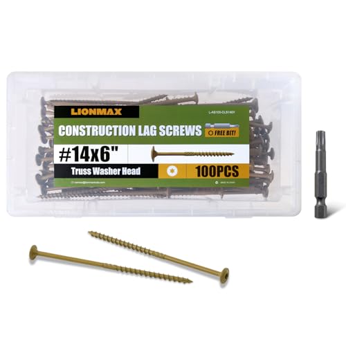 LIONMAX Lag Screws 6 Inch, Structural Wood Screws #14 x 6, 100-PCS, Bronze - color: Bronze, size: #14 x 6"