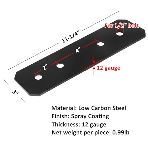 4 Pack 4x4 Post Extension Bracket,Flat Straight Mending,12 Gauge