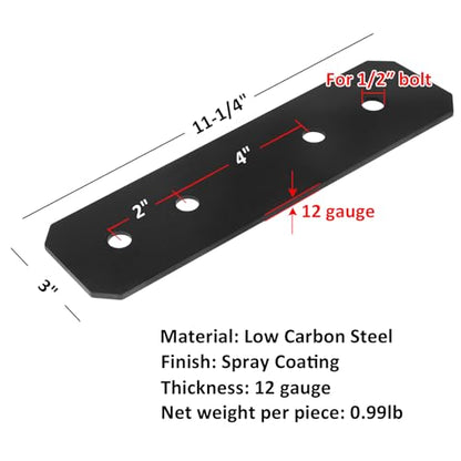 4 Pack 4x4 Post Extension Bracket,Flat Straight Mending,12 Gauge
