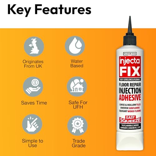 Floor-Fix Pro Injectafix - All in One Repair Kit for Loose/Hollow & Tiles Repair + Squeaky Wood, LVT & Laminate. Includes Anti- Clog Air-Tight Cap. Does NOT Require Caulk Gun (6) - color: 6