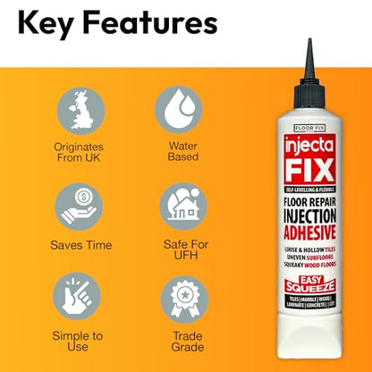 Floor-Fix Pro Injectafix - All in One Repair Kit for Loose/Hollow & Tiles Repair + Squeaky Wood, LVT & Laminate. Includes Anti- Clog Air-Tight Cap. Does NOT Require Caulk Gun (6) - color: 6