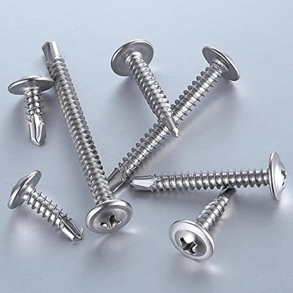 Wensilon（200pcs）#8×1”for Sheet Metal Self-Tapping Screws 410 Stainless Steel Truss Head High-Strength Quick Tapping Screws - color: Silver, size: #8X1"