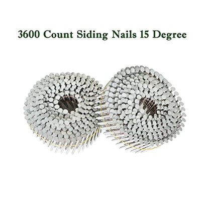 3600 Count Siding Nails 15 Degree 1-3/4 Inch x .092 Inch Collated Wire Coil Full Round Head Ring Shank Hot-Dipped Galvanized