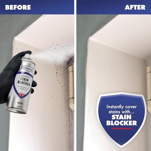 Bartoline Stain Blocker Spray, 13.5 oz Fast-Drying Matt Finish Covers Up Water & Grease Stains - Primer or Topcoat for Walls, Ceilings, Plaster & Wood - 400 ml - size: 13.5 Oz (Pack of 1)