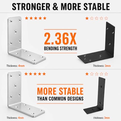 5" x 5" x 2.5" Heavy Duty L Brackets, 90 Degree Metal Angle Brackets, 8 Pcs - size: 5" x 5" x 2.5" (8 Pcs)