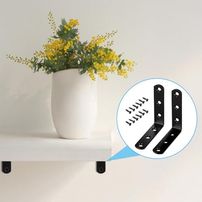 20 PCS Black L Brackets 3.1"x 3.1", Heavy Duty Corner Braces Right Angle Brackets 80 X 80 MM for Wood Chair Bookshelf Cabinets Furniture, Included 120 Screws