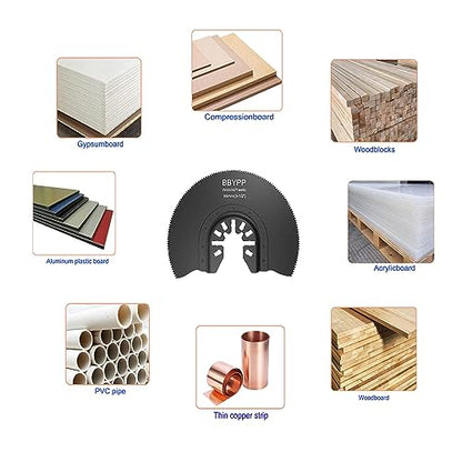 7pcs Semi Circular Oscillating Saw Blades for Cutting Wood Plastic Soft Metal, 3-1/2 Inch (88mm) Oscillating Multitool Quick Release Saw Blades Fit Most of Oscillating Tool