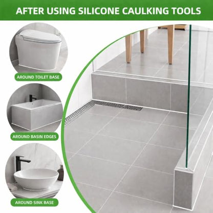 5-in-1 Caulk Remover Tool - Silicone Caulking Tool Kit and Caulk Smoothing Tool for Bathroom, Kitchen, Sink, Tile and Window Repair (Green)