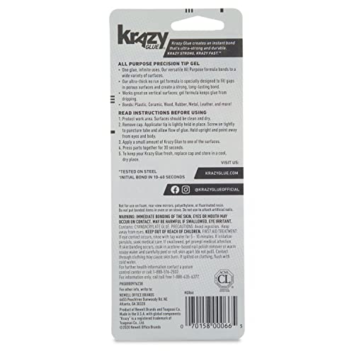 Krazy Glue All Purpose Superglue Gel with Precision Tip (2g x 6 Tubes) - size: 6 Count